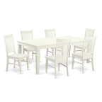 East West Furniture Dining Table Se- A Rectangle Dining Room Table and Wood Seat Chairs, Linen White (Pieces Options)