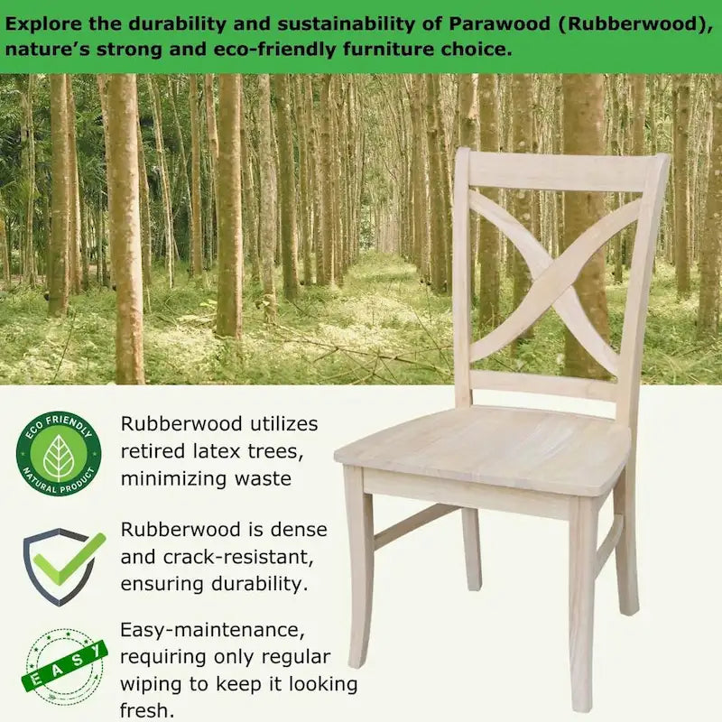 International Concepts Solid Wood Cosmo X-back Dining Chairs, Set of 2