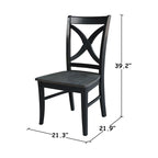 International Concepts Solid Wood Cosmo X-back Dining Chairs, Set of 2