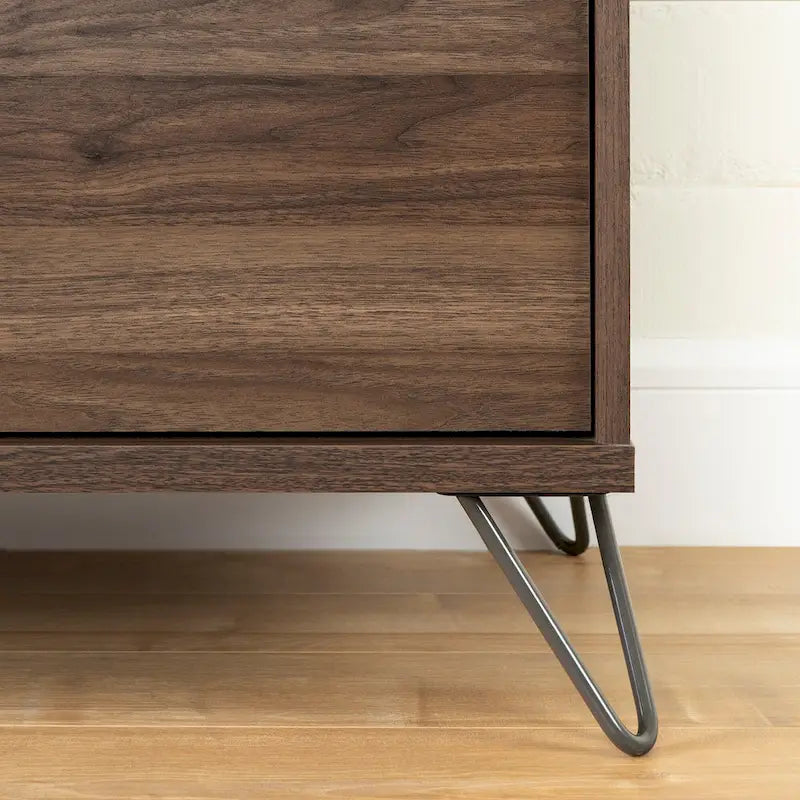 Table de chevet Olvyn à 2 tiroirs en noyer naturel et charbon de bois