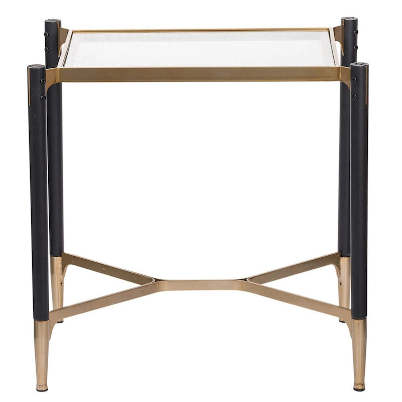Table d'appoint rectangulaire A&B Home Park View noire mate et dorée