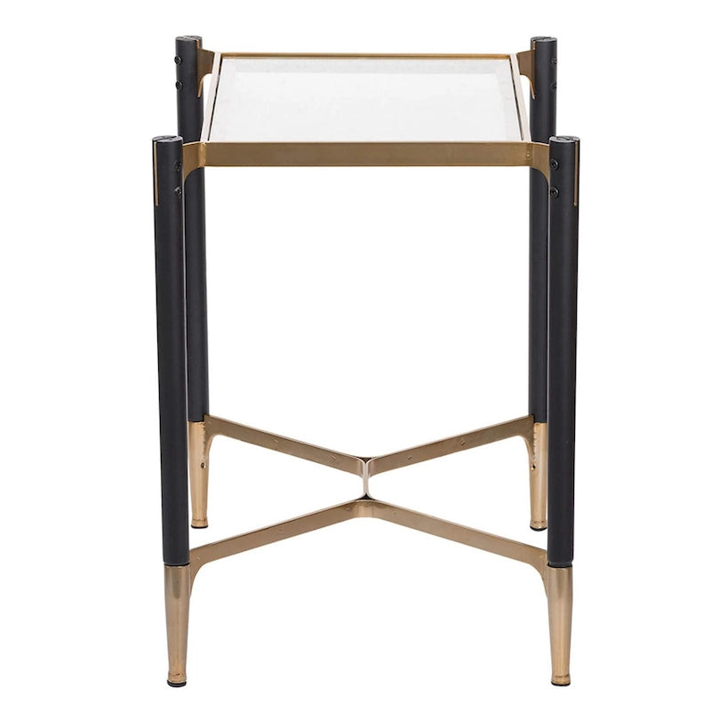 Table d'appoint rectangulaire A&B Home Park View noire mate et dorée
