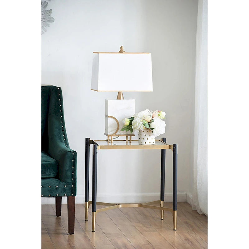 Table d'appoint rectangulaire A&B Home Park View noire mate et dorée