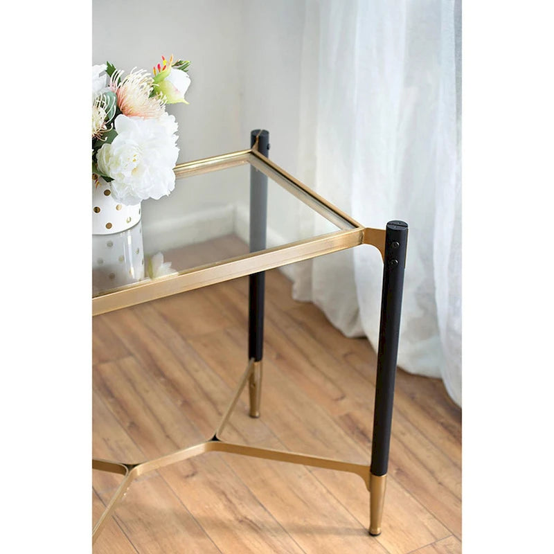 Table d'appoint rectangulaire A&B Home Park View noire mate et dorée