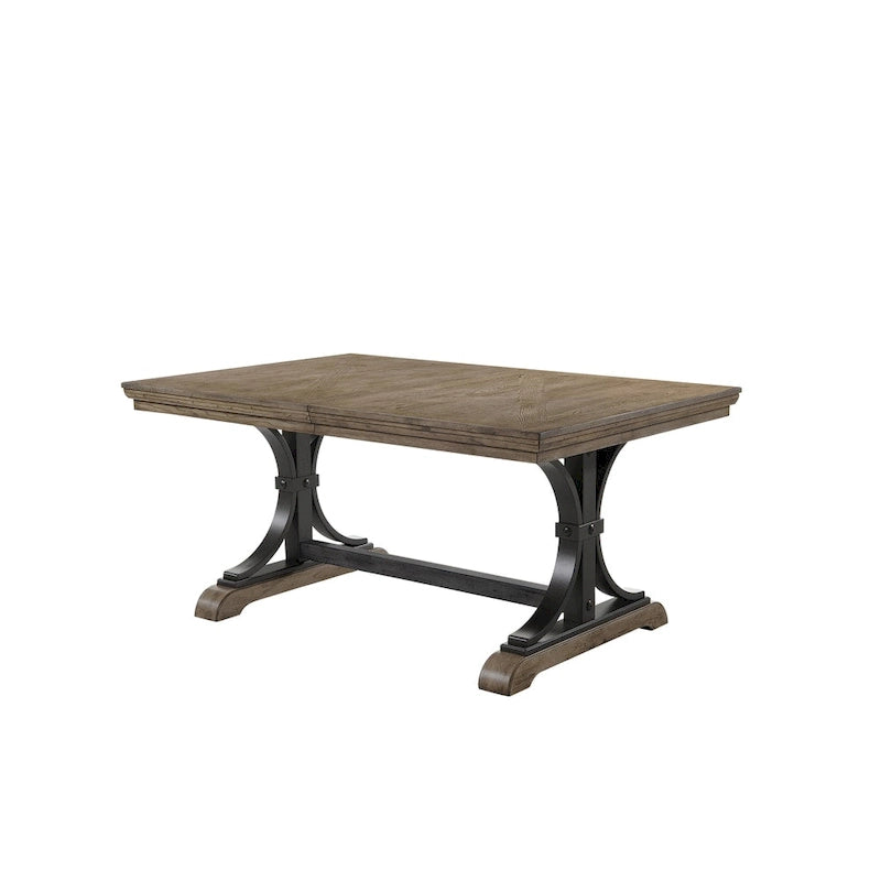 Roundhill Furniture Birmingham Driftwood Table and Nail Head Chair 7-piece Dining Set