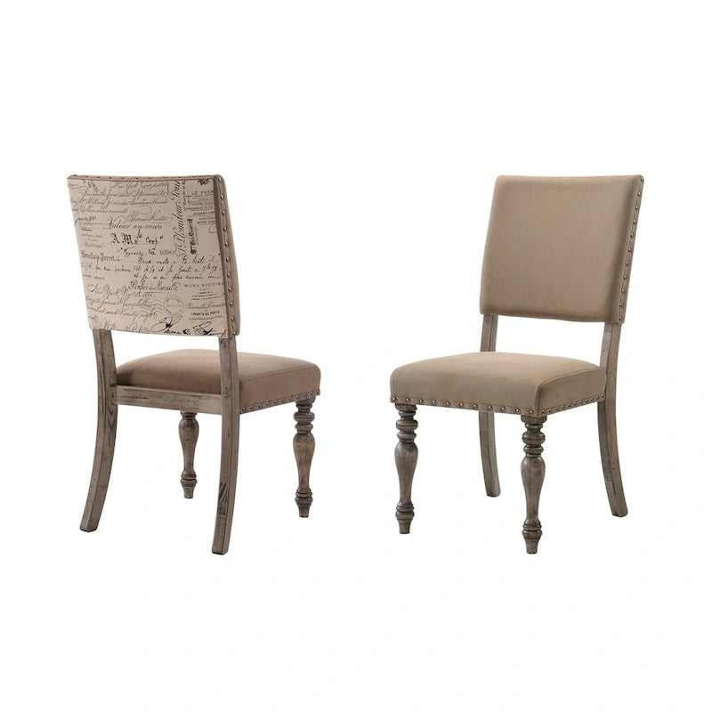 Roundhill Furniture Birmingham Driftwood Table and Nail Head Chair 7-piece Dining Set