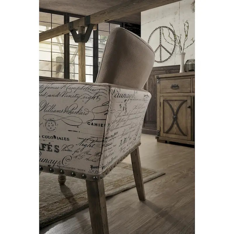 Roundhill Furniture Birmingham Driftwood Table and Nail Head Chair 7-piece Dining Set