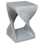 Haussmann Original Wood Twist Stool 12 X 12 X 18 In High Grey Oil - 12 x 12 x 18