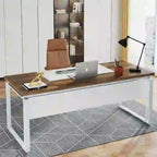 63 L-Shaped Corner Executive Computer Desk and Rolling File Cabinet Set for Home Office