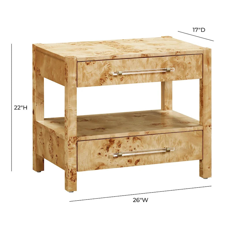 Table de chevet en bois Brandyss à 2 tiroirs