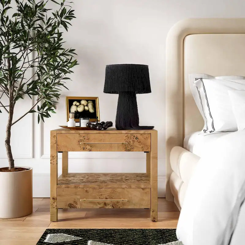 Table de chevet en bois Brandyss à 2 tiroirs