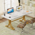 63 Modern Executive Computer Desk with Trestles Legs, Large Writing Table for Home Office