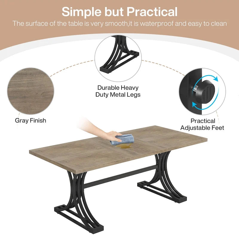 63 Modern Executive Computer Desk with Trestles Legs, Large Writing Table for Home Office