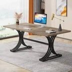 63 Modern Executive Computer Desk with Trestles Legs, Large Writing Table for Home Office