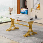 63 Modern Executive Computer Desk with Trestles Legs, Large Writing Table for Home Office