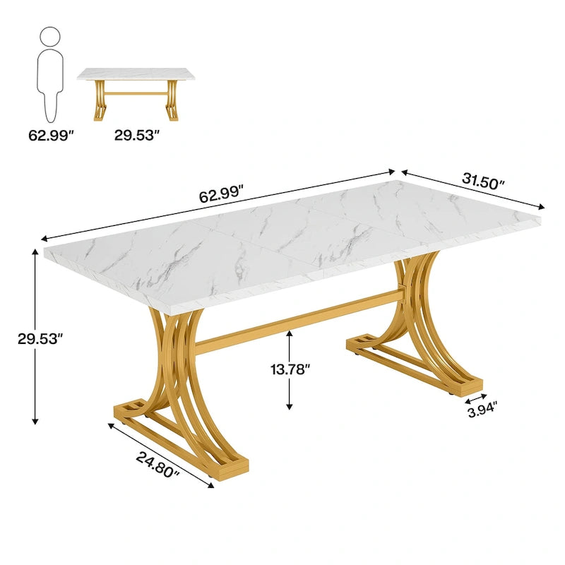 63 Modern Executive Computer Desk with Trestles Legs, Large Writing Table for Home Office