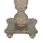 42 Inch Handcrafted Mango Wood Dining Table, Pedestal Base, Round Molded Top, Washed White, Gray
