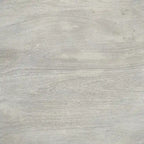 42 Inch Handcrafted Mango Wood Dining Table, Pedestal Base, Round Molded Top, Washed White, Gray