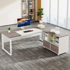 2-Drawer Wood File Cabinet with Open Shelves, Mobile Lateral Filing Cabinet for Hanging Letter Size Files