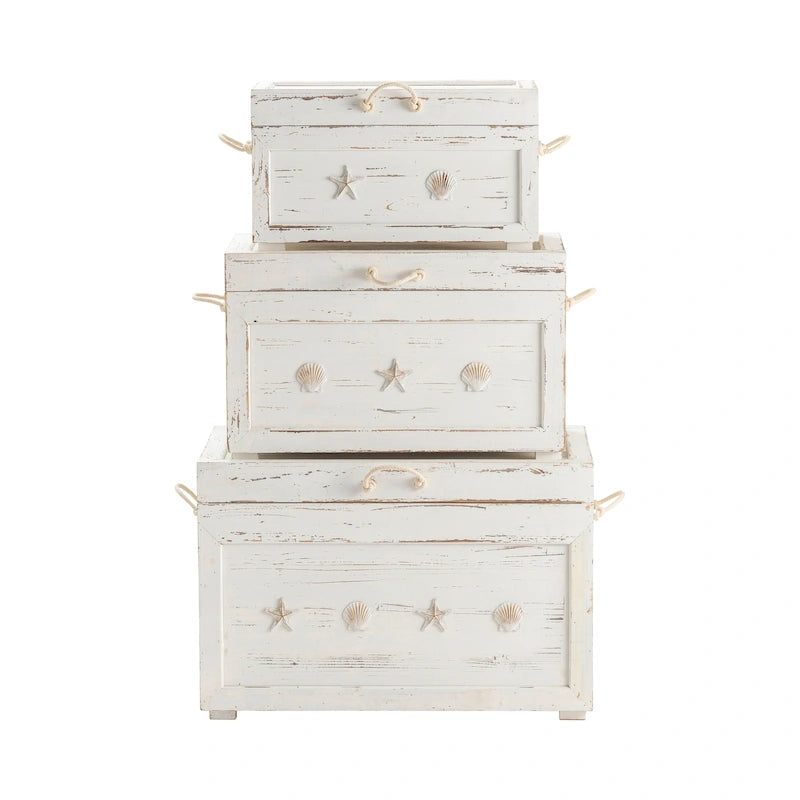 Seaside Set of Three Trunks - 28.5x17x19.5, 24.5x14x14.75, 20.75x10.75x11.25