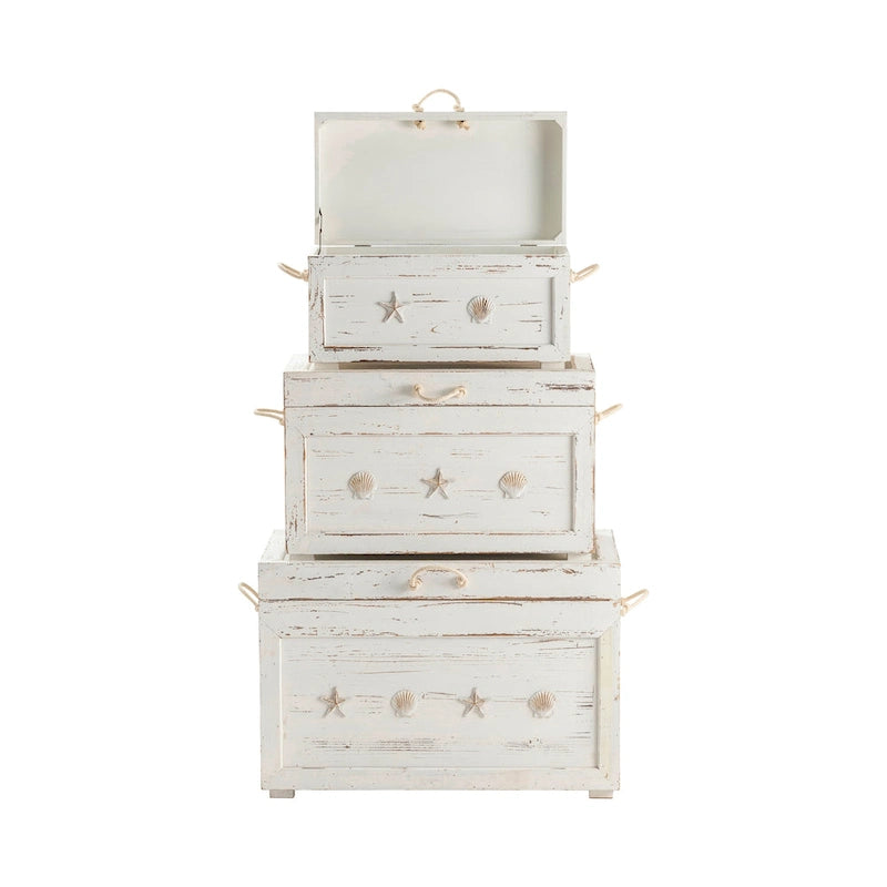 Seaside Set of Three Trunks - 28.5x17x19.5, 24.5x14x14.75, 20.75x10.75x11.25
