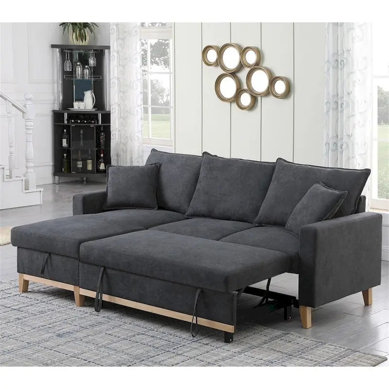 Canapé sectionnel réversible tissé avec rangement et chaise longue