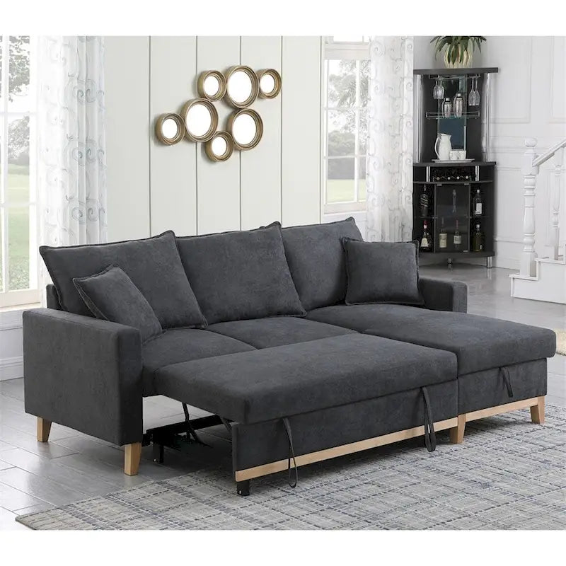 Canapé sectionnel réversible tissé avec rangement et chaise longue