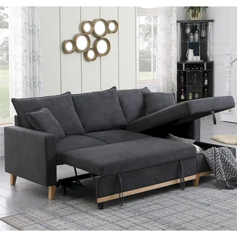 Canapé sectionnel réversible tissé avec rangement et chaise longue