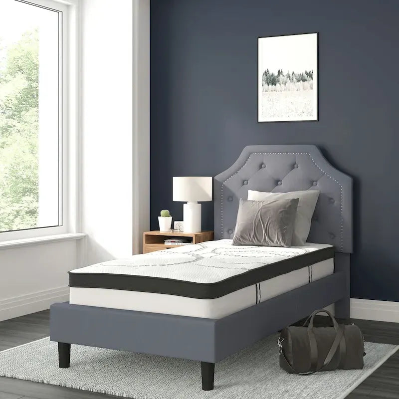 Lit plateforme capitonné avec matelas à ressorts ensachés de 25 cm