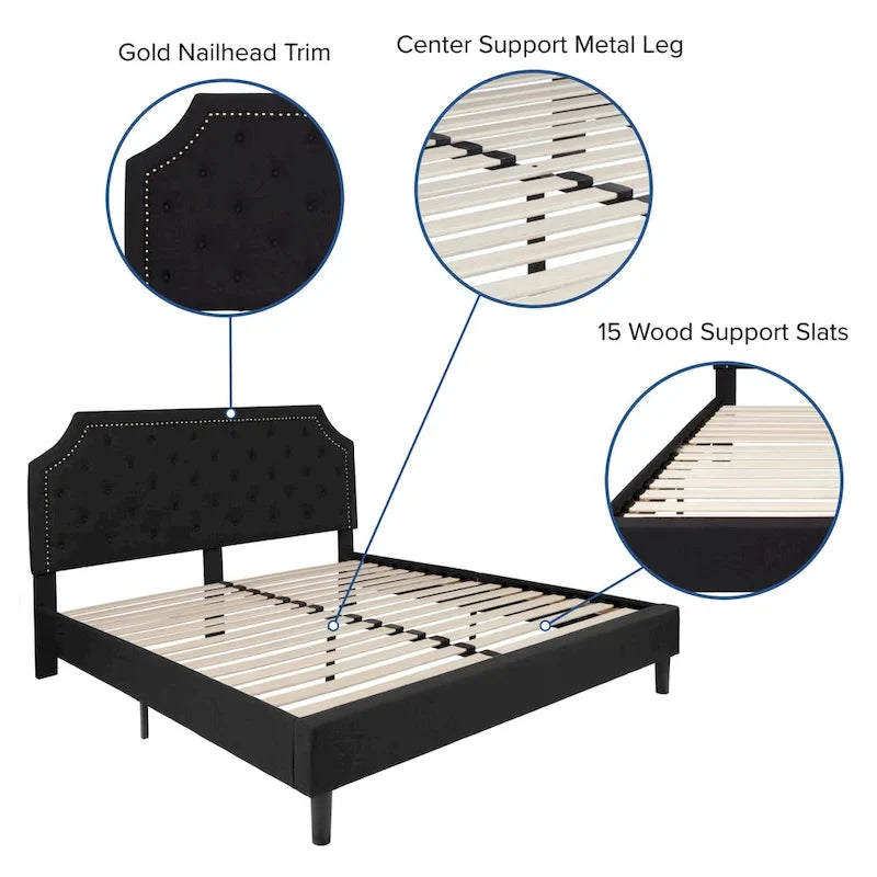 Lit plateforme capitonné avec matelas à ressorts ensachés de 25 cm