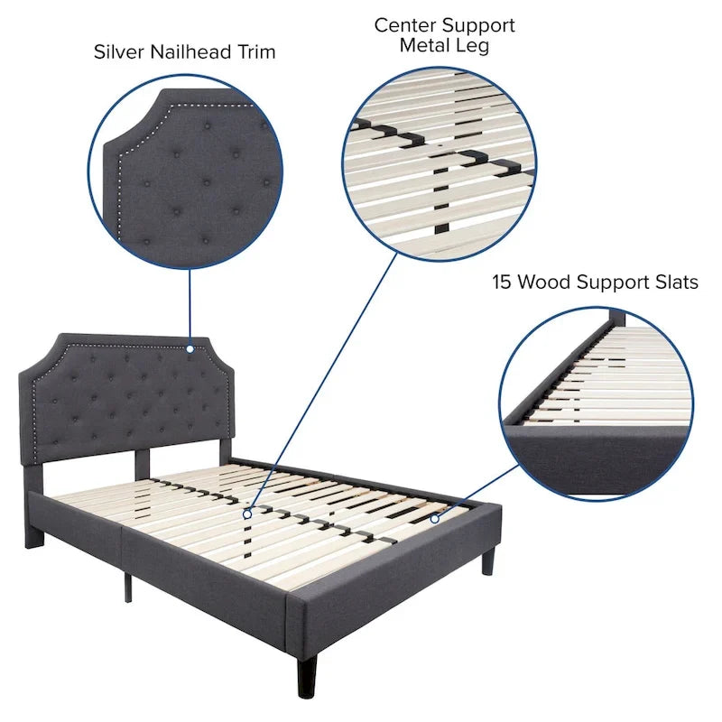 Lit plateforme capitonné avec matelas à ressorts ensachés de 25 cm