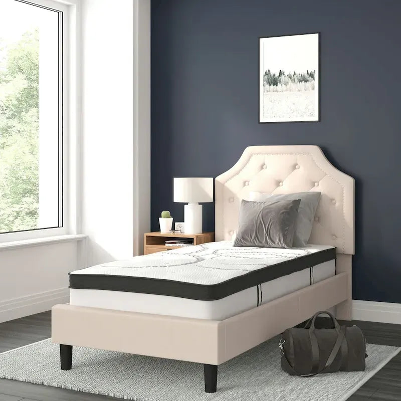 Lit plateforme capitonné avec matelas à ressorts ensachés de 25 cm