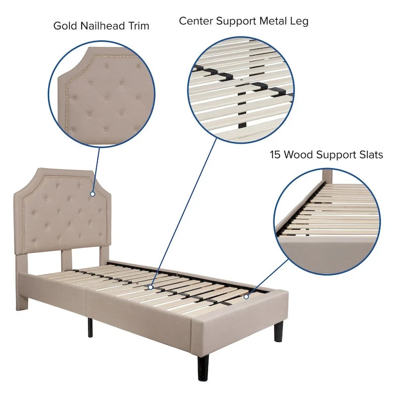Lit plateforme capitonné avec matelas à ressorts ensachés de 25 cm