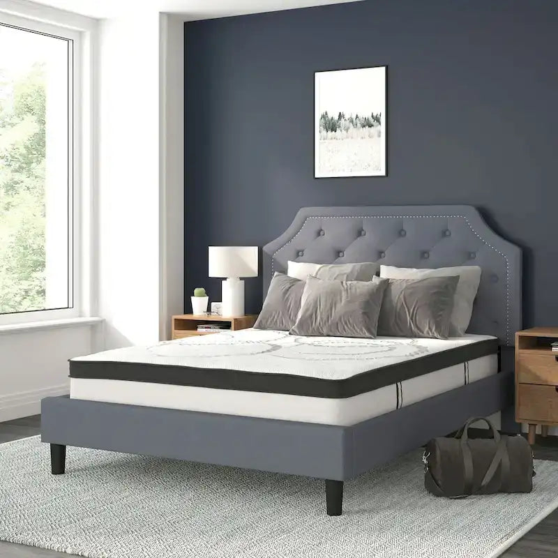 Lit plateforme capitonné avec matelas à ressorts ensachés de 25 cm