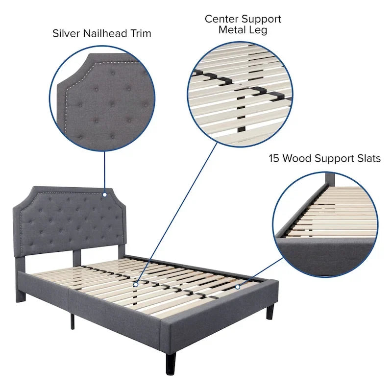 Lit plateforme capitonné avec matelas à ressorts ensachés de 25 cm