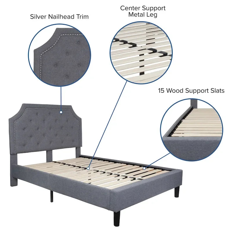 Lit plateforme capitonné avec matelas à ressorts ensachés de 25 cm