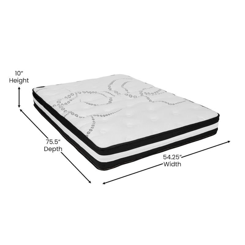Lit plateforme capitonné avec matelas à ressorts ensachés de 25 cm