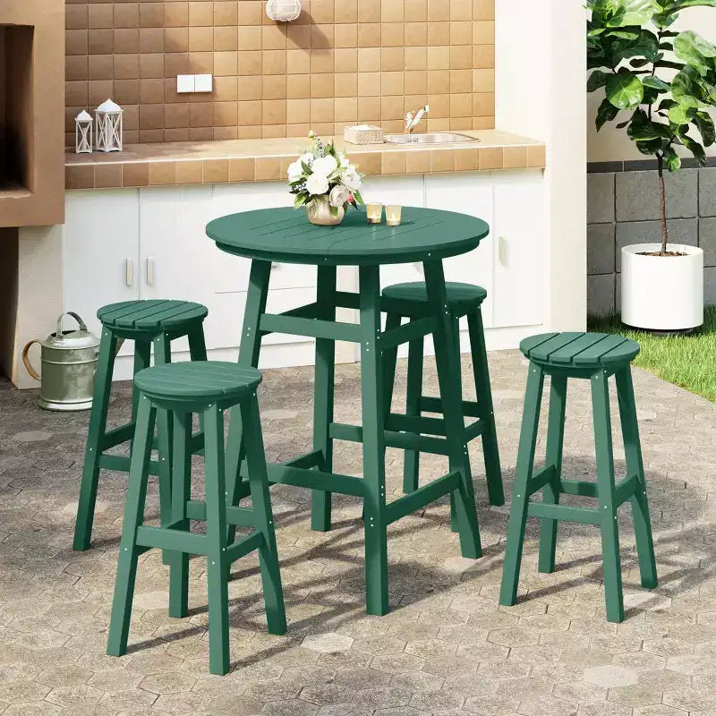 Ensemble de salle à manger de bar WestinTrends Malibu en PEHD pour patio extérieur toutes saisons (5 pièces)