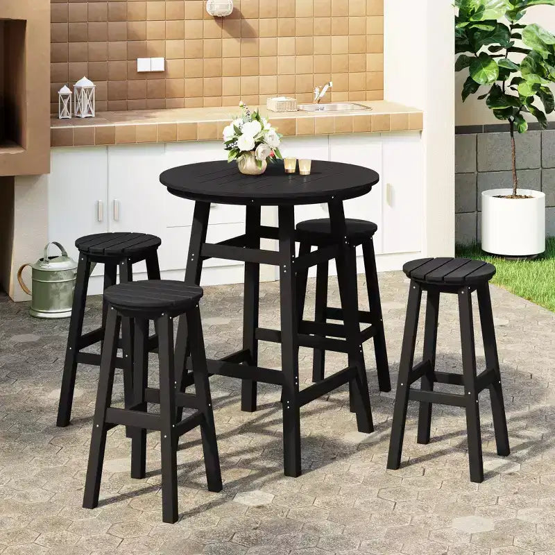 Ensemble de salle à manger de bar WestinTrends Malibu en PEHD pour patio extérieur toutes saisons (5 pièces)