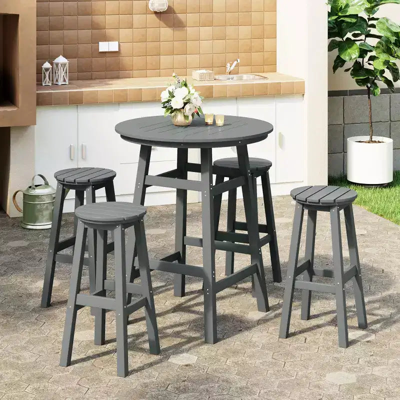 Ensemble de salle à manger de bar WestinTrends Malibu en PEHD pour patio extérieur toutes saisons (5 pièces)