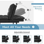Futon Sofa Bed, Memory Foam Foldable Couch Convertible Loveseat Sleeper Daybed with Adjustable Armrests for Small Space