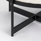 Amelia Cream Boucle Fabric with Black Metal Frame Round Ottoman