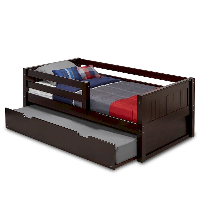 Camaflexi Panel Headboard - Twin Size Day Bed with Front Guard Rail & Twin Trundle
