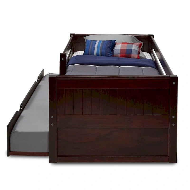 Camaflexi Panel Headboard - Twin Size Day Bed with Front Guard Rail & Twin Trundle