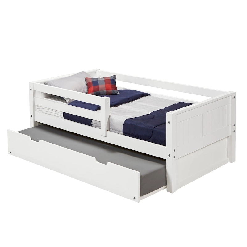 Camaflexi Panel Headboard - Twin Size Day Bed with Front Guard Rail & Twin Trundle