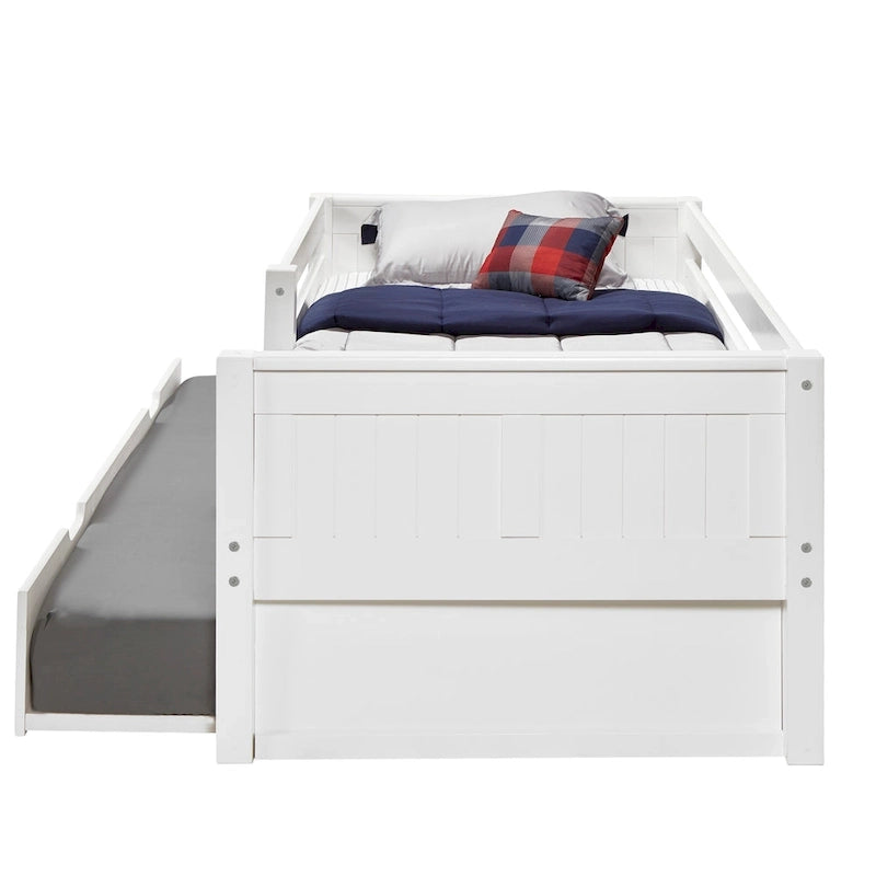 Camaflexi Panel Headboard - Twin Size Day Bed with Front Guard Rail & Twin Trundle