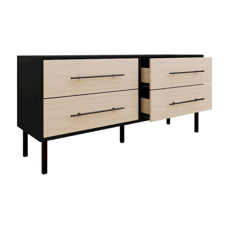Ensemble de chambre à coucher 4 pièces en bois mi-siècle CraftPorch