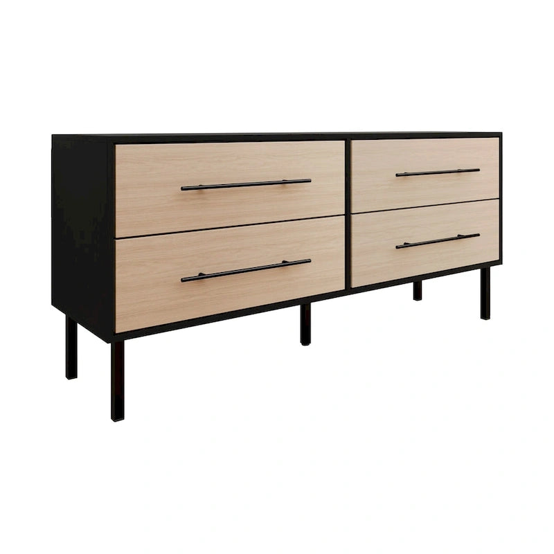 Ensemble de chambre à coucher 4 pièces en bois mi-siècle CraftPorch
