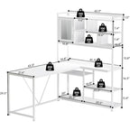 Bureau d'angle en L pour ordinateur et jeux avec éclairage LED et étagère de rangement