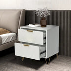 Ensemble de 2 tables de chevet 2 tiroirs Table d'appoint avec pieds en métal Chambre à coucher Salon Moderne